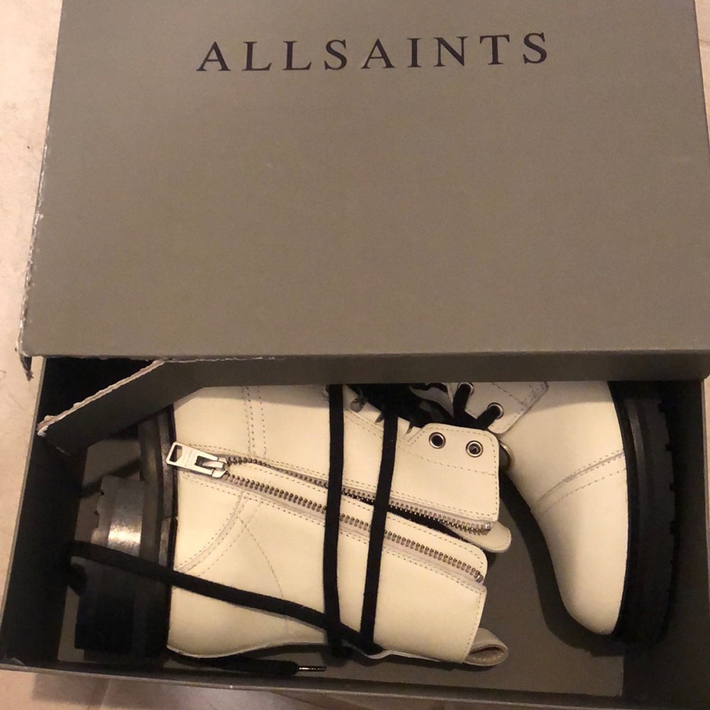 New All Saints Lira Hiking White Boots - Picture 4 of 8